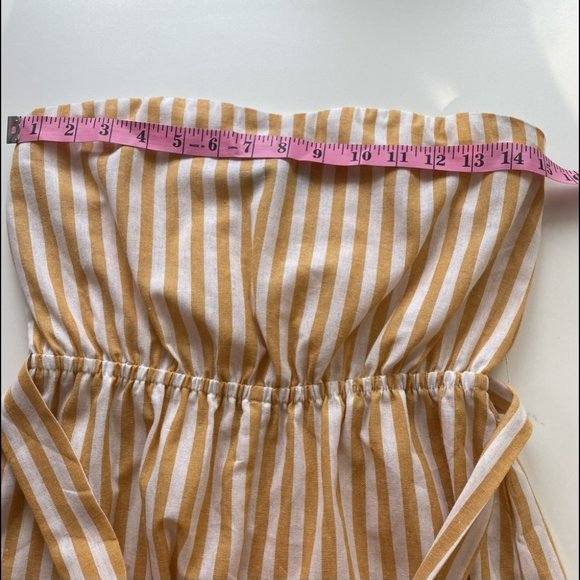 Shein White and Yellow Romper with Belt - Picture 8 of 12